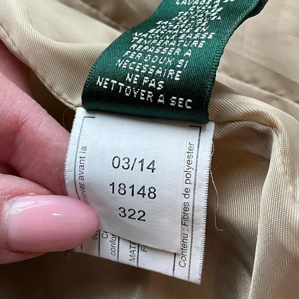 Ralph Lauren Diamond Quilted Barn Jacket Womens L Faux Leather Trim Birch Tan - Picture 16 of 16